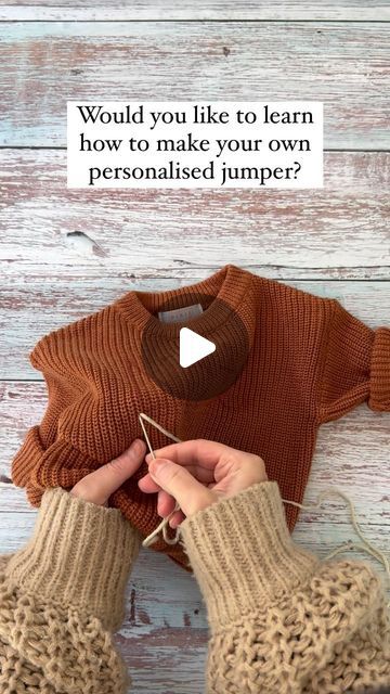 Diy Name Stitch Sweater, Clothes Embroidery Diy Ideas, Hand Embroidery On Crochet, Embroidery On Jumper, How To Embroider A Sweater, Homemade Knitted Sweaters, Diy Mama Sweatshirt, Yarn Embroidery On Sweatshirt, Knit Sweater Embroidery