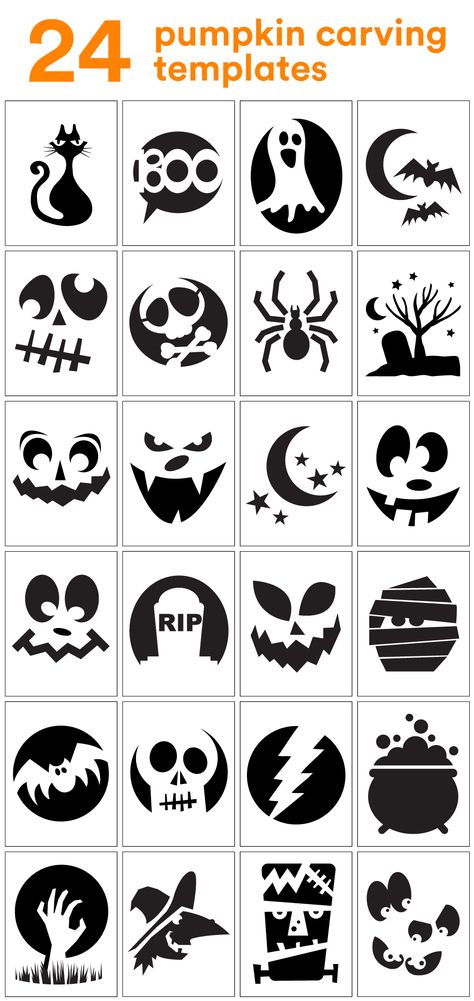 Download these free pumpkin carving stencils to print and apply to your own jack-o-lantern masterpieces! Pumpkin Template Printable, Pumpkin Face Templates, Printable Pumpkin Carving Stencils, Free Pumpkin Carving Stencils, Strašidelný Halloween, Pumpkin Carving Stencils Free, Pumpkin Stencils Free, Halloween Pumpkin Stencils, Pumpkin Carving Stencils