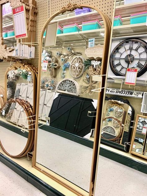 Large Mirror On Floor Living Rooms, Floor Mirror Wall Decor, Antique Gold Floor Mirror, Large Mirror Bedroom Decor, Large Anthropologie Mirror, Full Length Mirror Hobby Lobby, Large Room Mirror, Gold Floor Mirror Decor, Tall Mirrors In Living Room