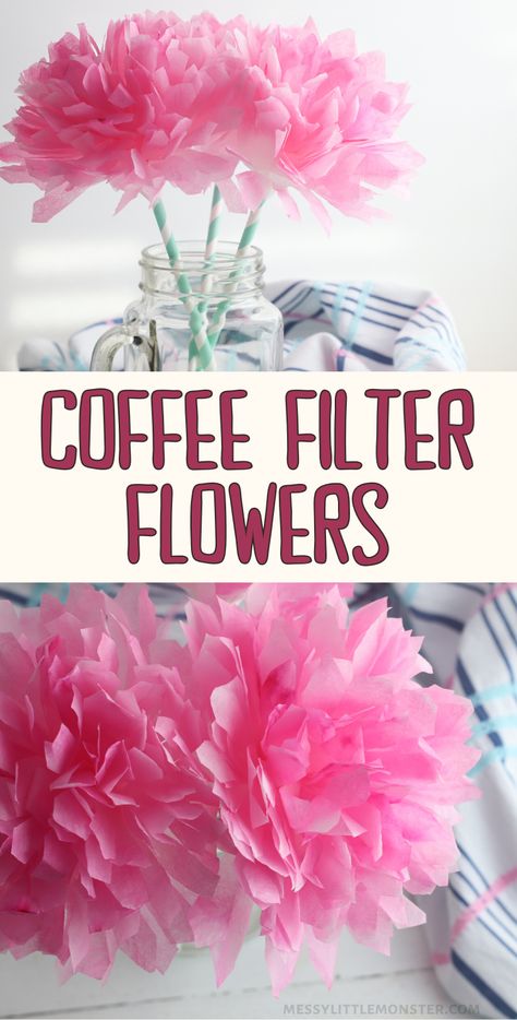 Coffee Filter Flowers Diy, Spring Flower Crafts, Flower Projects, Coffee Filter Crafts, Coffee Filter Flowers, Folding Origami, Flowers Craft, Easy Paper Flowers, Paper Flowers Craft