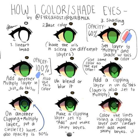 Different Art Styles To Try Drawing, Eye Coloring Tutorial Digital Ibis Paint, Shading Styles Digital, How To Shade Eyes Ibispaint, Cool Simple Art, How To Color Eyes, How To Shade Eyes, Eye Shading Tutorial, Anime Closed Eyes