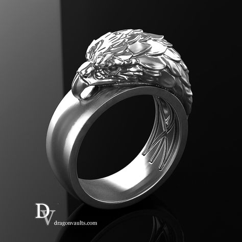 Dragon Design Ring Jewelry For Gift, Eagle Rings For Men, Sterling Silver Dragon Design Ring, Eagle Spread Wings Necklace, Eagle Pendant, Character Clothes, Eagle Ring, Men Rings, Power Animal