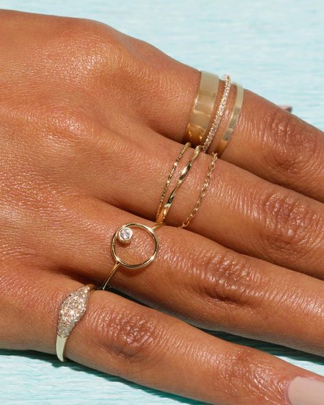 Hand Jewelry Rings, Buy Earrings Online, Stone And Strand, Dainty Rings, Flat Wire, Gold Rings Fashion, Buy Earrings, Jewelry Fashion Trends, Stacked Jewelry