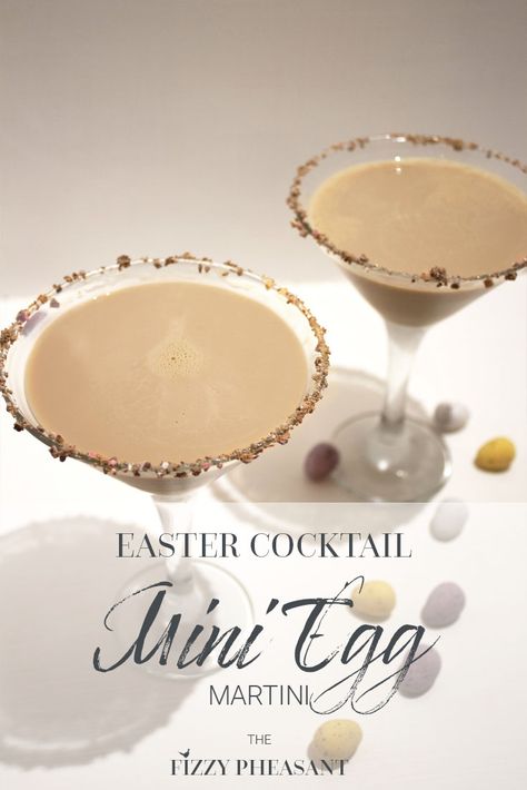 The Mini Egg Martini is a yummy, creamy twist on a classic!   See this recipe and 3 more Easter cocktail recipes by clicking the link. Mini Egg Martini, Chocolate Bunny Cocktail, Festive Easter Cocktails, Cadbury Creme Egg Martini, Champagne Easter Cocktail, Easter Cocktail Recipes, Easter Cocktail, Simnel Cake, Easter Drink