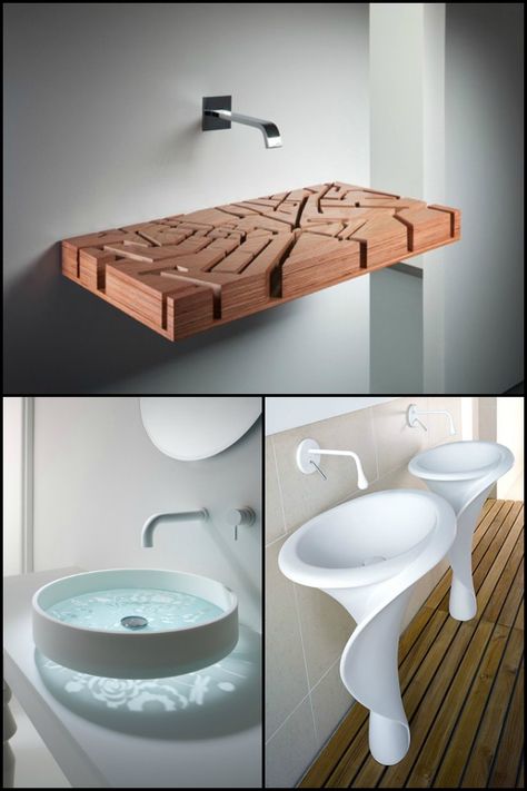 10 unique sinks you won't find in an average home! Unique Bathroom Sinks, Unique Sinks, Bathroom Sink Design, Average Home, Bathroom Sink Decor, Sink Decor, Washbasin Design, Basin Design, Diy Storage Cabinets