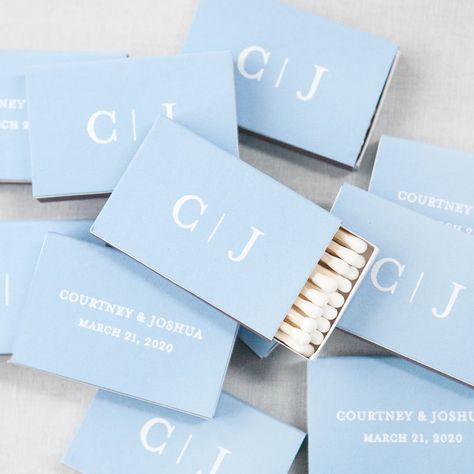 Names & Initials Custom Matches - Foxblossom Co. Personalized Matches For Wedding, Wedding Matchbooks, Coastal Wedding Favors, Personalized Wedding Ideas, Wedding Personalization, Wedding Matches Favors, Coastal Wedding Decor, Matchbox Wedding Favors, Wedding Match Boxes