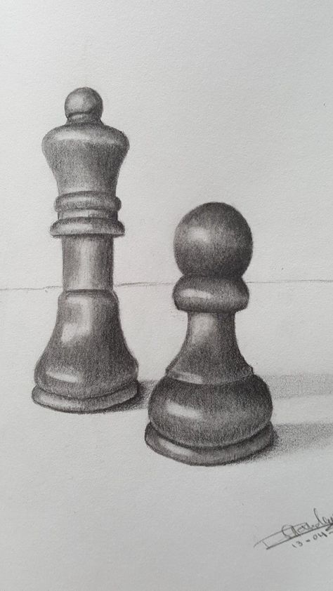 Drawing With Shadows Easy, Chess Pencil Drawing, Still Life Drawing Easy Pencil, Shading Still Life Pencil, 2 Objects Drawing, Shading For Beginners Pencil, Sketch Ideas Still Life, Drawing Ideas Still Life, Drawing Ideas Easy Shading