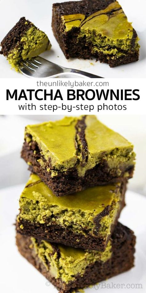 Matcha Chocolate Brownies, Easy Matcha Dessert Recipes, Easy Matcha Recipes, Matcha Baked Goods, Matcha Brownies Recipes, Chocolate Matcha Brownies, Matcha Cake Recipe, Matcha Recipe Baking, Matcha Dessert Recipes