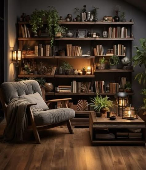 Intellectual Aesthetic, Academia Interior, Dark Academia Interior, Nook Inspiration, Cosy Room, Contemporary Desk, Big Sofas, House Outside Design, Elegant Home