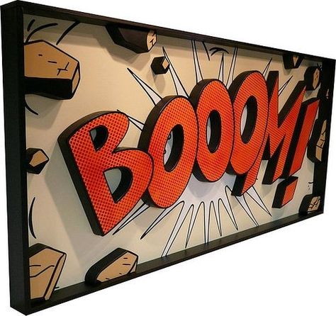 Comic Room, Dimensional Wall Art, Woodworking Shows, Book Room, Dimensional Wall, Deco Originale, A Sign, Decor Diy, Comic Book