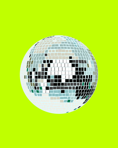 The pop of color your walls are missing. Green Disco Ball, Disco Ball Art, Neon Disco, Baddie Bedroom Ideas, Disco Aesthetic, Ball Aesthetic, Green Theme, Art Green, Colorful Wall Art