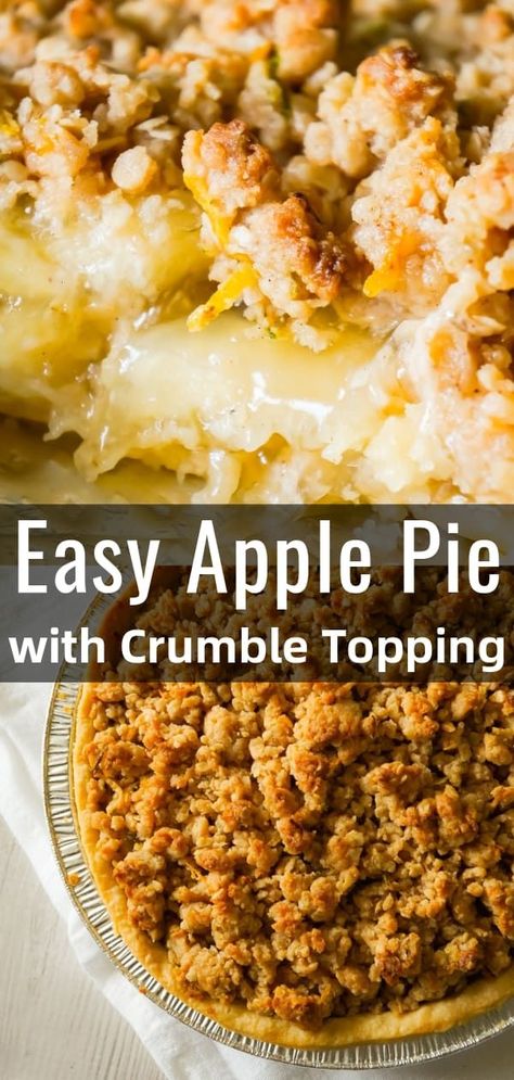 Dinner Roulette, Apple Pie Crumble Topping, Homemade Crumble, Pie With Crumble Topping, Pie Crumble Topping, Apple Pie Crumble, Jello Fluff, Easy Apple Pie Recipe, Apple Crumb Pie