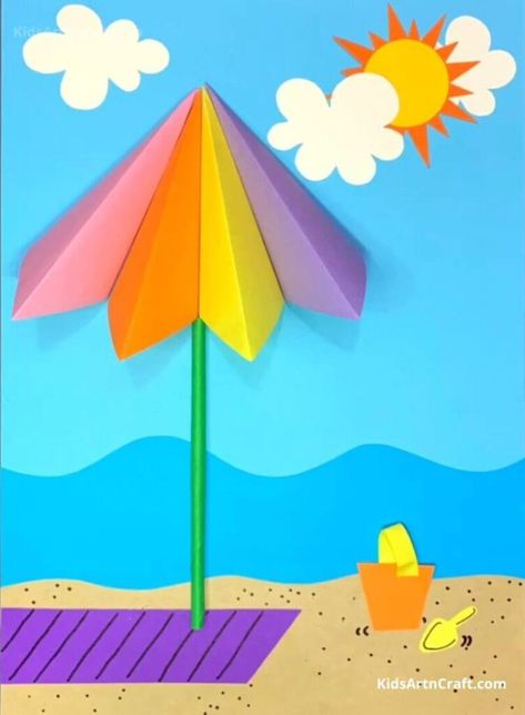 These bright and bubbly Beach Crafts for Kids will have you craving for your next beach vacation! Lots of projects here for kids of all ages to try! Diy Umbrella, Beach Crafts For Kids, Umbrella Craft, June Crafts, Under The Sea Crafts, Diy Beach, Rainy Day Crafts, Painting Activities, Sea Crafts