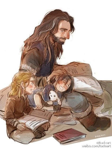 Thorin and his nephews Fili and Kili Thorin Fanart, Hobbit Fanart, Hobbit Funny, Hobbit Art, Fili And Kili, Middle Earth Art, Into The West, Lotr Art, Thorin Oakenshield