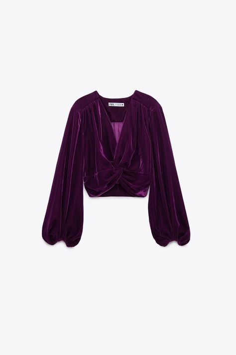 Soiree Blouses Hijab, Purple Velvet Top, Short Night Dress, Classy Short Dresses, Simple Frock Design, Jacket Outfit Women, Velvet Clothes, Dress Design Sketches, Velvet Blouses