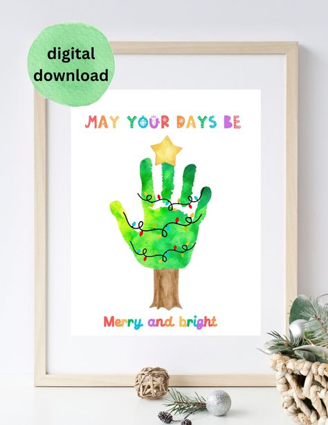 Christmas Art Preschool, Christmas Tree Handprint, Tree Handprint, Handprint Printable, Reindeer Handprint, Hand Print Tree, Handprint Christmas Tree, Christmas Handprint Crafts, Christmas Handprint