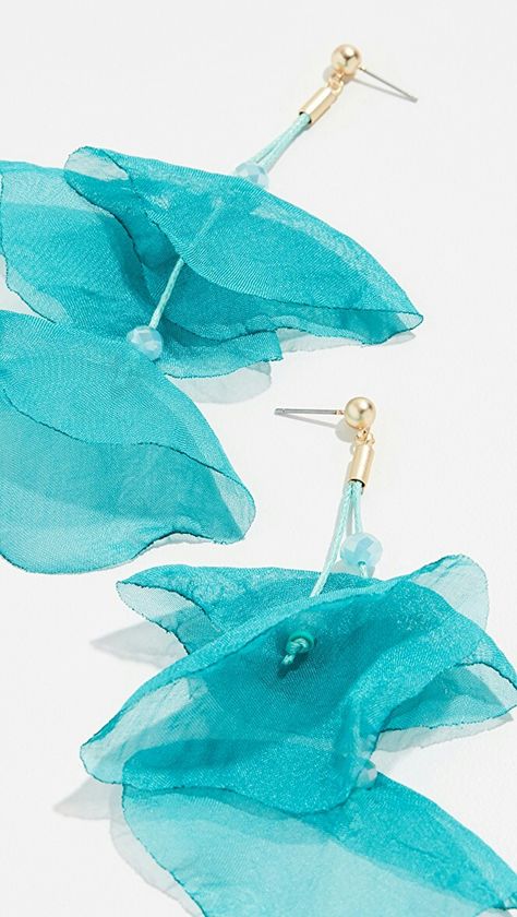 Mesh Earrings, Palm Frond Art, Ways To Tie Scarves, Dream Marriage, Fabric Rosette, Aqua Fabric, Handmade Flowers Fabric, Chiffon Flower, Jewelry Drawing