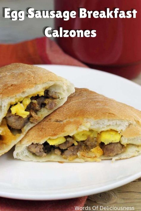 Egg Sausage Breakfast Calzones are a fun breakfast recipe that is not only fun to eat but also delicious - something the whole family will love. #eggsausagebreakfastcalzones #breakfastcalzone #wordsofdeliciousness Breakfast Calzone, Mini Breakfast Quiche, Healthy Breakfast Choices, Easy Breakfast Brunch, Breakfast Quiche Recipes, Best Comfort Food, Best Breakfast Recipes, Make Ahead Breakfast, Breakfast Meal Prep