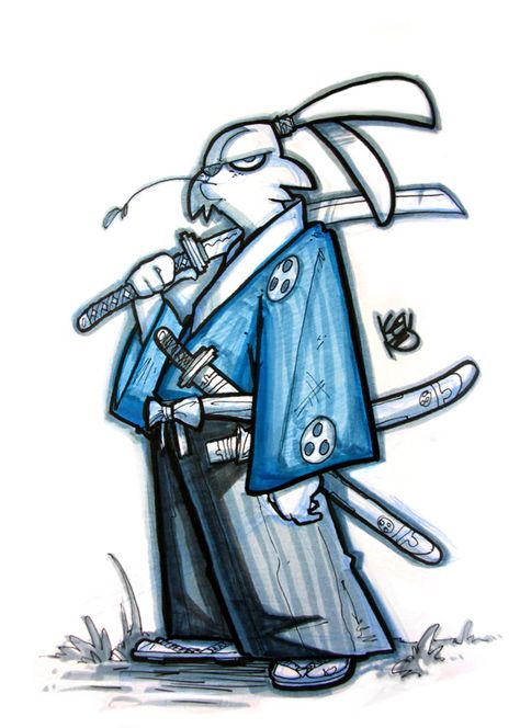 Usagi Yojimbo by TheGreyNinja on DeviantArt Simple Nature Drawing, Cartoon Tattoo Ideas, Animated Shows, Cartoon Tattoo, Usagi Yojimbo, Quality Tattoo, Retro Gaming Art, Bunny Drawing, Tmnt Art