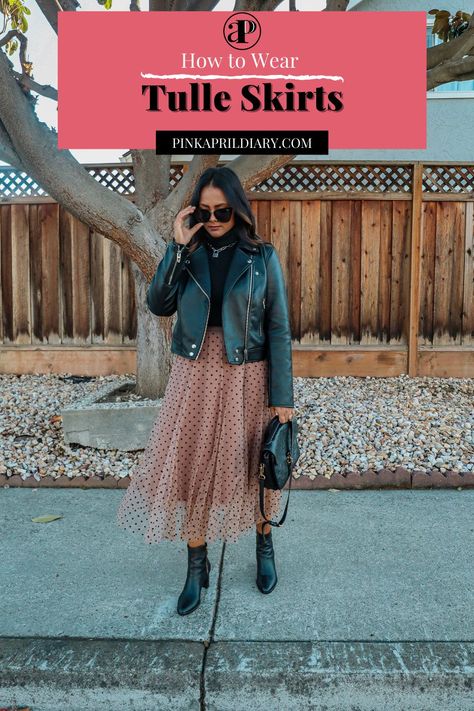 Women Tulle Skirt Outfit, Tulle Skirt Combat Boots Outfit, Womens Tulle Skirt Outfit, Tulle Skirt Outfit 2023, Black Tulle Skirt Outfit Winter, Black Tulle Skirt Outfit Casual Street Style, Edgy Tulle Skirt Outfit, How To Style A Tulle Skirt Plus Size, How To Wear Tulle Skirt