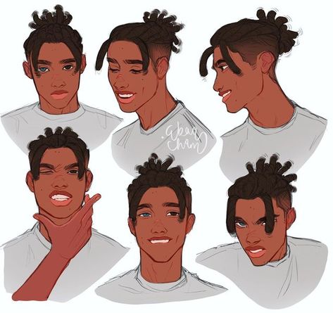 How To Draw Black Characters, Black Male Ocs, Mixed Character Design, Black Art Male, Character Design Black Male, Refsheet Oc, Poc Drawings Male, Guy Character Art, Black Man Character Design