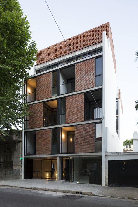 Gallery of Aráoz Residential Building 967 / BAAG - 7 Vertical Architecture, Renovation Facade, Small Apartment Building, Collective Housing, Block Of Flats, Brick Arch, Facade Architecture Design, Brick Architecture, Apartment Architecture