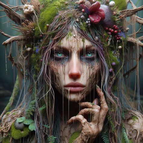 Swamp Witch - AI Generated Artwork - NightCafe Creator Swamp People Art, Bog Witch, Swamp Witch Art, Swamp Hag Art, Swamp Witch, Fantasy Swamp, Swamp Witch Headdress, Swamp Monster Character Design, Swamp Monster