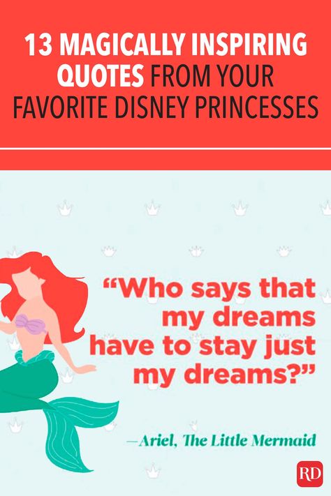 Disney princesses are interested in way more than finding their happy ending—they can teach self-confidence, leadership, understanding, and personal growth. #quotes #disneyprincess #disney #disneyquotes #disneyprincesses #ariel #thelittlemermaid Disney Movie Quotes Aesthetic, Disney Princess Quotes Inspirational, Disney Quotes Princess, Ariel Quotes, 1989 Quotes, Little Mermaid Quotes, Best Disney Quotes, First Disney Princess, Mermaid Quotes