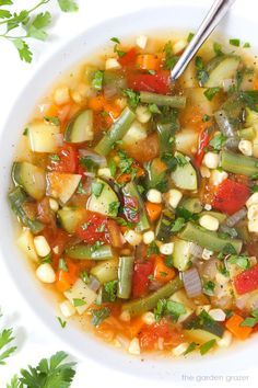 Garden Vegetable Soup Garden Grazer, Garden Vegetable Soup, Vegetables Soup, Lentil Vegetable Soup, Vegetable Soup Recipe, Soup Easy, Garden Vegetable, Garden Vegetables, Vegetable Soup Recipes