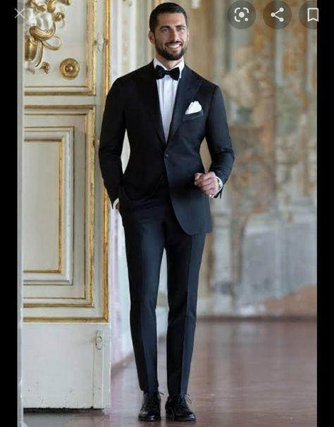 Black Tuxedo Wedding, Wedding Suits Men Black, Groom Suit Black, Suits Groom, Black Suit Wedding, Wedding Tux, Groom Wedding Attire, Black Dinner, Groomsmen Outfits