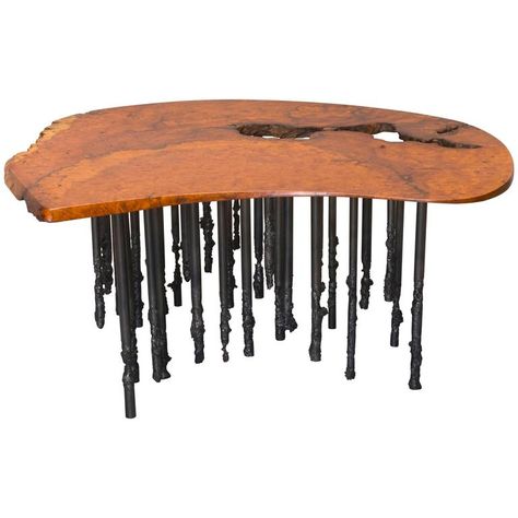 Bean Coffee Table, Kidney Table, Steel Patina, Wood Cocktail Table, Iron Coffee Table, Blackened Steel, Coffee Cocktails, Coffee And Cocktail Tables, Burl Wood