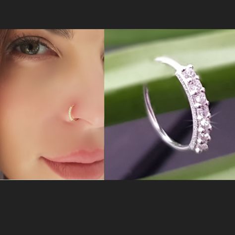 Diamond hoop nose ring