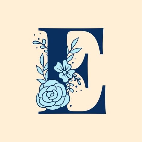 E Alphabet Design, Botanical Capital Letter, Typography Psd, Alphabet Typography, E Letter, Alphabet E, Design Alphabet, Floral Font, Stylish Alphabets