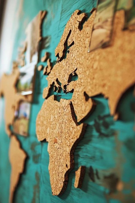 "Add a touch of wanderlust to your decor with a DIY Cork Board World Map! 🌍📍 Perfect for pinning photos, souvenirs, and travel goals. 🌿✨ #TravelDecor #CorkBoardDesign #DIYWorldMap" Corkboard Design, Diy Cork Board, Diy Cork, Travel Decor, Cork Board, Travel Goals, World Map, Cork, Map