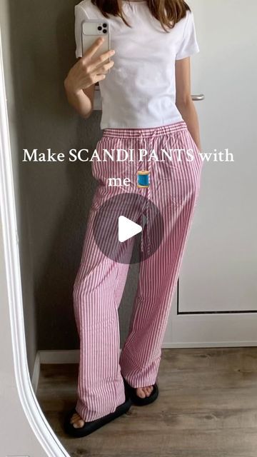 Nolem │ Handmade in Melbourne on Instagram: "A mini tutorial on how I made these trendy scandi pants without a pattern! I’ve been seeing these pants all over my feed and Pinterest lately and I’m in love with the results! 😍

Should I make a shorter version next? 👀 

#sewingtutorial #beginnersewing  #sewingpattern #scandipattern #pyjamapants #lanepants #diysewing" Couture, How To Sew Shorts For Women, Sewing Patterns Pants Women, Sew Without Pattern, Scandi Pants Outfit, Scandi Pants Pattern, Scandinavian Sewing Patterns, How To Sew Linen Pants, Sewing Projects Pants