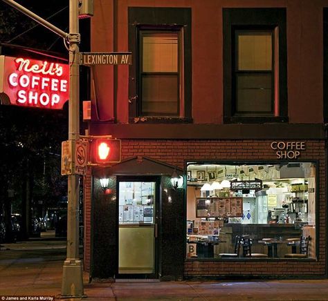 New York's vanishing mom and pop stores due to rising rents  | Daily Mail Online Coffee Shop Nyc, Coffee Shop New York, Unsleeping City, Night In New York, New York Coffee, Essex Street, Iconic Scenes, New York Night, Coffee First