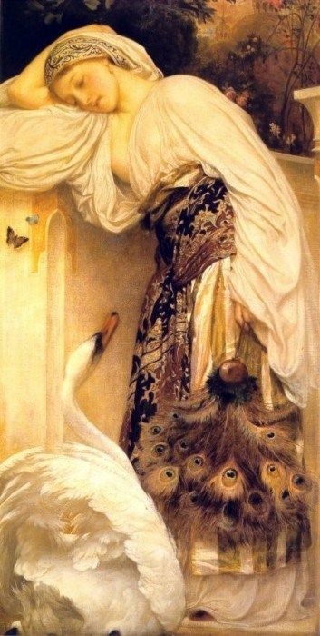 Leda and the Swan by Frederic Leighton Frederick Leighton, Frederic Leighton, Art Amour, Pre Raphaelite Art, Istoria Artei, Tainan, Portrait Photos, Pre Raphaelite, White Swan