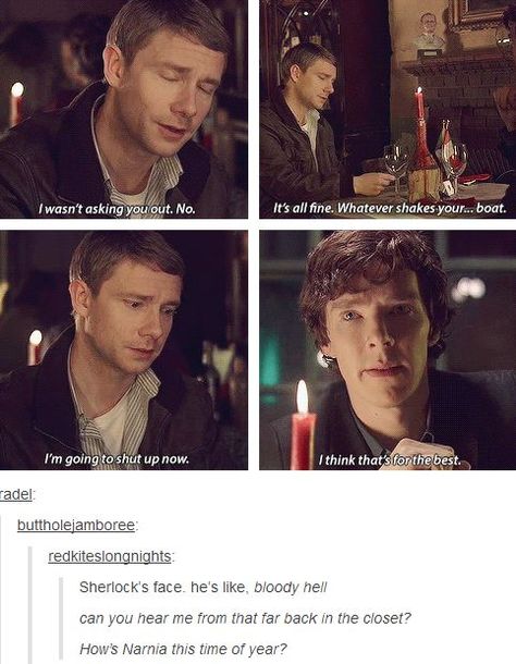 "How's Narnia this time of year?" Humour, John Lock, Sherlock Holmes Benedict, Watson Sherlock, Mrs Hudson, Sherlock Quotes, Sherlock Holmes Bbc, Sherlock 3, Sherlock Fandom