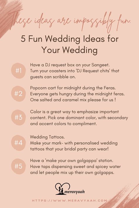 5 Fun Ideas During Your Wedding Indian Wedding Planning Tips, Budget Indian Wedding Ideas, Indian Wedding Fun Ideas, Innovative Wedding Ideas, Indian Engagement Ideas Fun, Wedding Games Indian, Indian Wedding Ideas On A Budget, Fun Indian Wedding Ideas, Indian Engagement Decorations