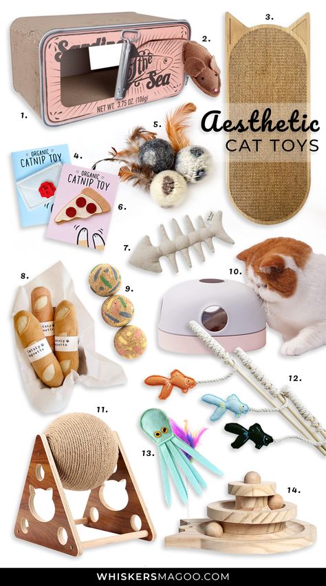 Neutral Cat Aesthetic, Cat Treat Puzzle Diy, Neutral Cat Toys, Cat Toy Aesthetic, Aesthetic Cat Products, Cat Diy Toys, Aesthetic Cat Toys, Aesthetic Cat Accessories, Cat Toys Aesthetic