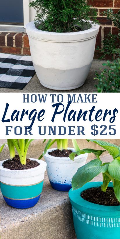 Diy Concrete Projects, Large Concrete Planters, Diy Cement Planters, Large Outdoor Planters, Concrete Plant Pots, Painted Concrete, Cement Patio, Diy Concrete Planters, Plant Pot Diy