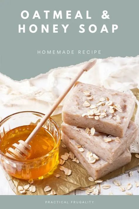 DIY Homemade Oatmeal, Milk, & Honey Soap - Melt & Pour Recipe Clean Eating Challenge, Honey Soap Diy, Honey Soap Recipe, Oatmeal Honey Soap, Diy Oatmeal, Handmade Soap Recipes, Oatmeal Milk, Homemade Oatmeal, Oatmeal Soap