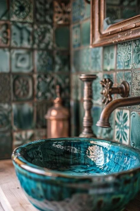 Unique Steampunk Bathroom Ideas to Inspire You Steampunk Bathroom Ideas, Steampunk Bathroom Decor, Mediterranean Bathroom Ideas, Bathroom Tile Design Ideas, Steampunk Bathroom, Tile Design Ideas, Mediterranean Bathroom, Victorian Elegance, Washbasin Design