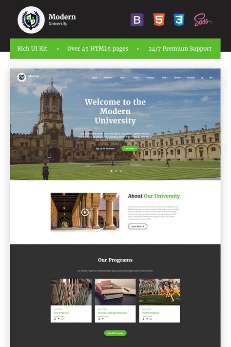 Modern University - University Or High-School Multipage Responsive HTML Website Template Modern University, Html Website, Education Templates, Html Website Templates, School Website, Custom Website Design, Science Student, Html Templates, Custom Website