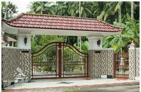 Gate Design Kerala, Gate Design Ideas, Gate Designs Modern, House Main Gates Design, House Fence Design, Front Gate Design, Entrance Gates Design, Modern Entrance, Iron Gate Design