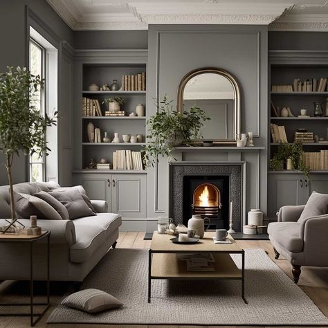 7+ Transformative Grey Living Room Ideas for a Modern Makeover • 333+ Art Images Terrace House Living Room, Living Room Victorian House, Georgian Living Room, Victorian Living Room Decor, Edwardian Living Room, Living Room Inspiration Grey, Grey Living Room Ideas, Alcove Ideas Living Room, Terrace Living Room