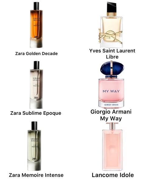 Zara Perfume Dupes Zara Fragrance, Valentino Perfume, Zara Perfume, Perfume Hacks, Lancome Perfume, Lancome Idole, Fragrances Perfume Woman, Perfume Collection Fragrance, Rose Perfume