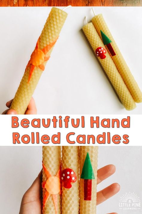 Rolled Beeswax Candles That Kids Will Love! • Little Pine Learners Beeswax Crafts, Beeswax Sheet Candles, Rolled Beeswax Candles, Beeswax Candles Diy, Rolled Candles, Candle Dipping, Kids Candles, Arte Aesthetic, Bee Wax Candles