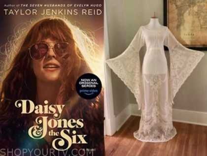 Daisy Jones and the Six: Season 1 Episode 8 Daisy's Lace Wedding Dress | Shop Your TV Daisy Jones And The Six Dress, How To Dress Like Daisy Jones, Daisy Jones White Dress, Daisy Jones And The Six Wedding, Daisy Jones Wedding Dress, Daisy Jones Wedding, Daisy Jones And The Six Fashion, Daisy Jones And The Six Outfit, The Six