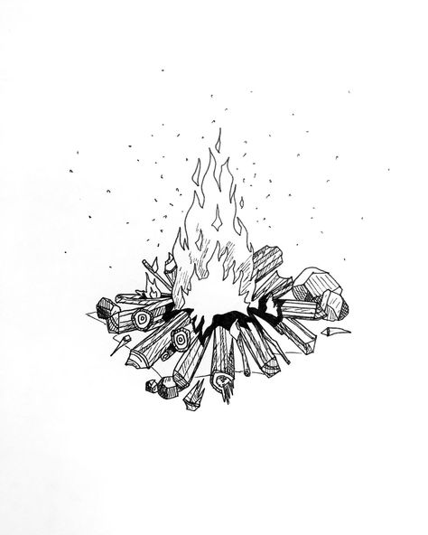 #inktober #ash #drawing #illustration #ink #fire #winter #bonfire #logs #sketch Ash Drawing, Campfire Drawing, Fire Sketch, Ash Fire, Drawing Fire, Sunrise Drawing, Ink Line Art, Fire Illustration, Surreal Art Painting